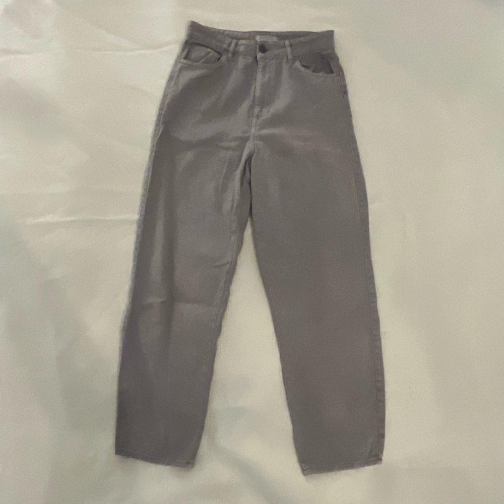 Gray light washed mom jeans